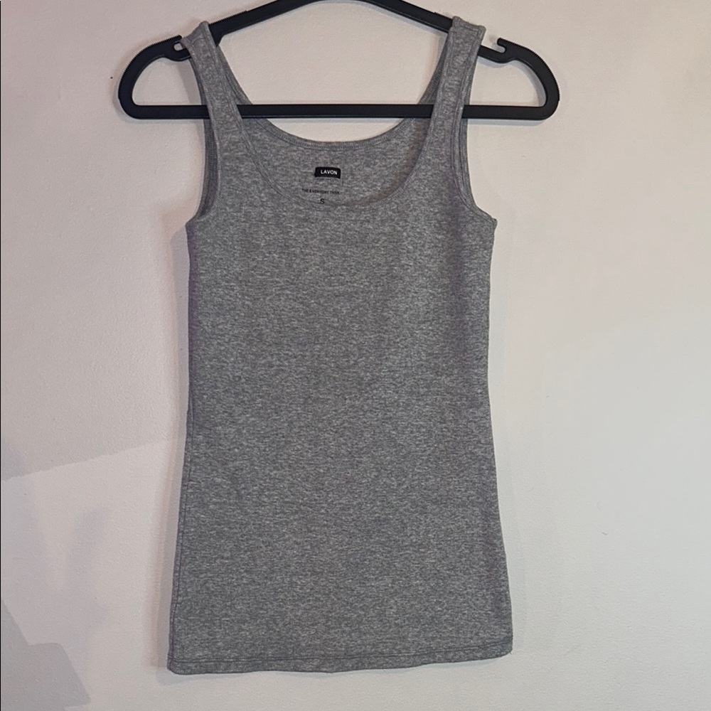 Gray Fitted Tank Top with Wide Straps